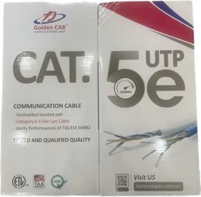 CÁP MẠNG GOLDEN CAB UTP Cat5e 8550 Cca ( trắng / xanh dương) cuộn 305M